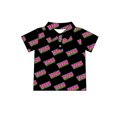 11.6 Custom Moq 8 Baby Boys Short Sleeve Texas Team Button Pullovers Top