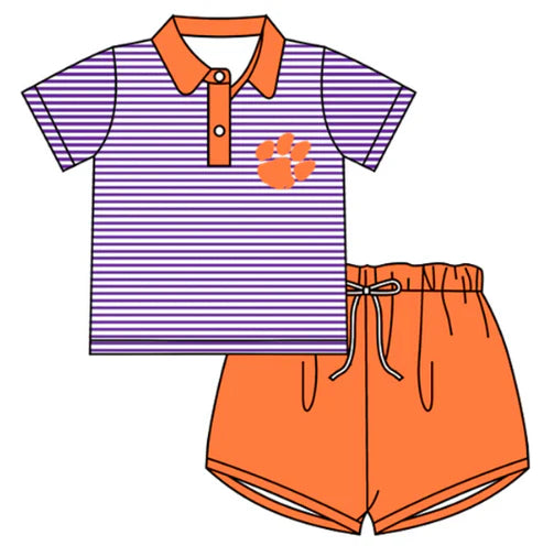 5.7 Boys custom team orange short-sleeved shorts set