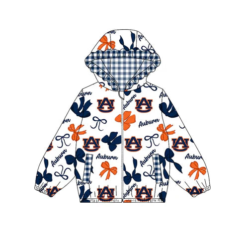 10.11 Custom Moq 8 Baby Girls AU Team Zipper Bows Hoodies Tops