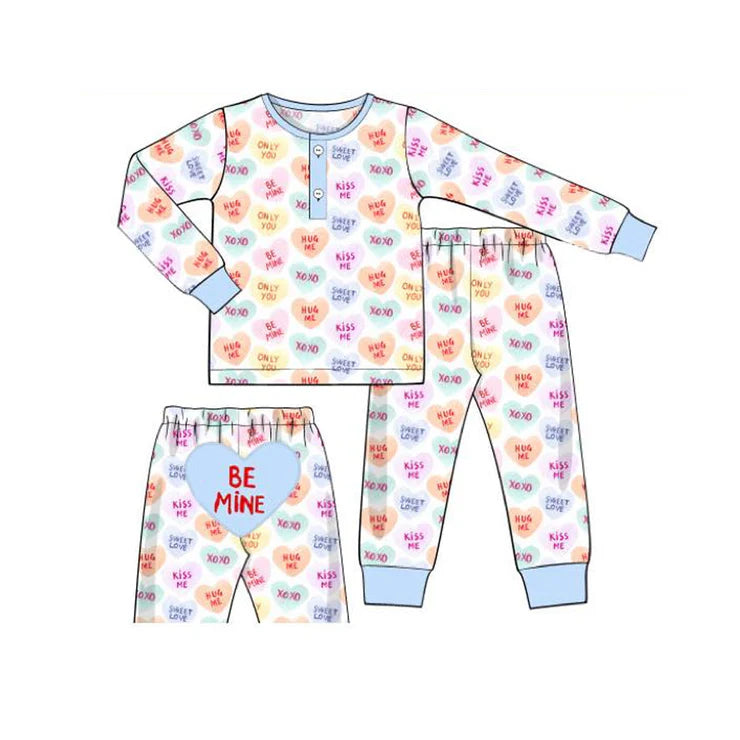 11.15 MOQ：5pcs BLP1390 pre-order toddler boy clothes be mine boy valentine pajamas outfit
