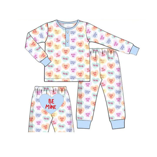 11.15 MOQ:5pcs BLP1390 pre-order toddler boy clothes be mine boy valentine pajamas outfit