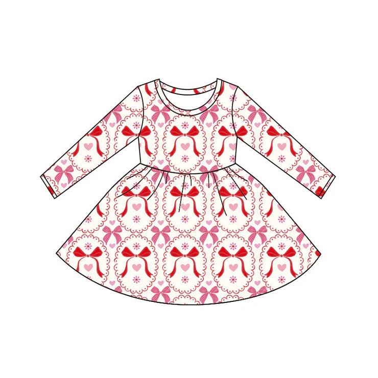 11.24 MOQ:5pcs GLD1541 pre-order toddler girl clothes bows print girl Valentine dress