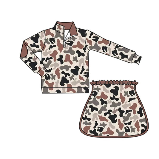 11.28 MOQ：5pcs GLD1546 pre-order baby girl clothes camo toddler girl winter skirt outfit