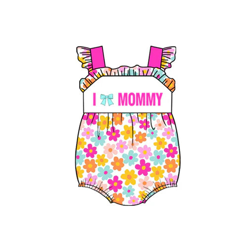 11.4 SR3447 Baby Girls I Love Mommy Flowers Ruffle Rompers Preorder