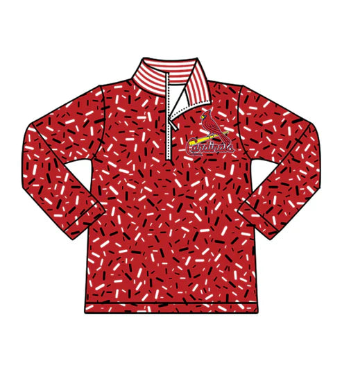 10.16 Custom Moq 8 Baby Boys Red Sprinkles Zipper Cardinals Team Pullovers Top