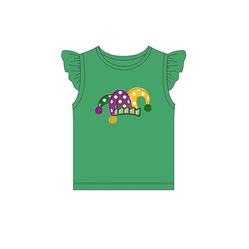 6.3 GT0816 Baby Girls Mardi Gras Hat Green Tee Shirts Tops preorder