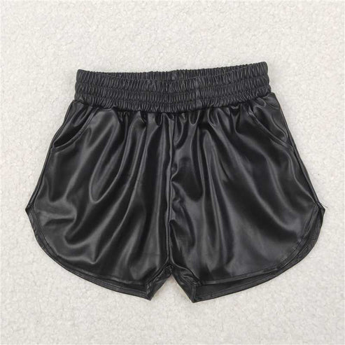 4.14  8 Colors Sibling Baby Girls Pockets Leather Metallic Elastic Bottom Shorts