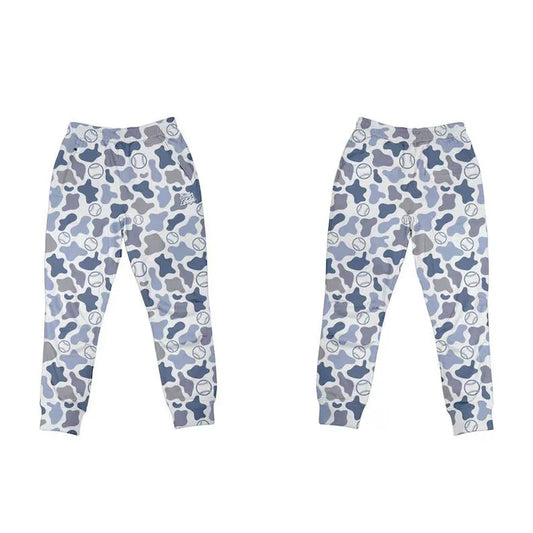 9.26 P0876 Baby Boys Blue Camo Baseballs Team Pockets Leggings Pants Preorder