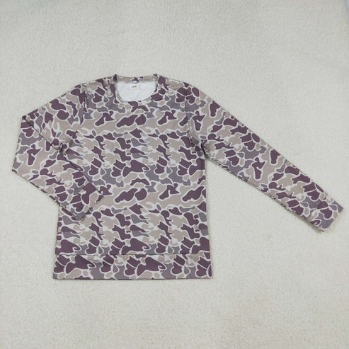 10.7 GT1124 Adult Women Gray Camo Long Sleeves Western Tee Shirts Tops