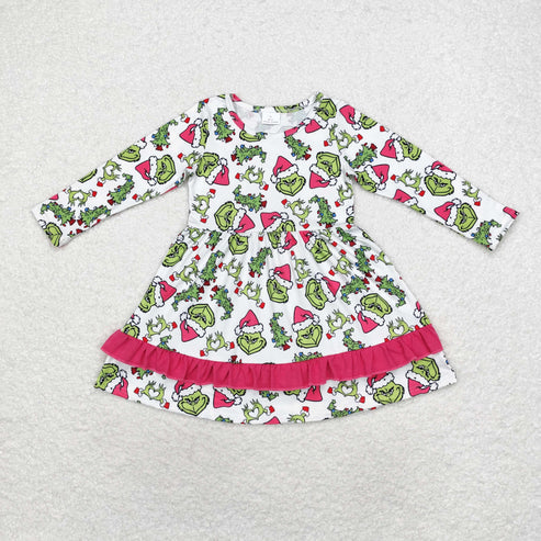 GLD0651 Christmas Tree rose red lace white long-sleeved dress