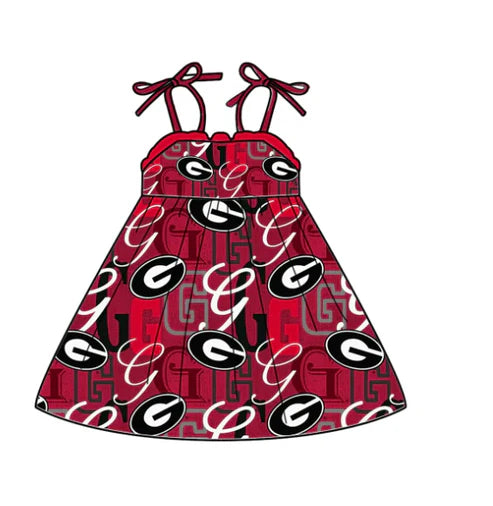 6.23 Custom Moq 3 Baby Girls Red Strap G Team Knee Length Dresses