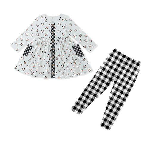 5.26 GLP1950 Baby Girls Snowman Face Pockets Tunic Legging Outfits Sets Preorder