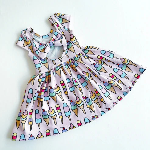 GSD1629 Baby Girls Popstick Back Bow Knee Length Dresses Preorder