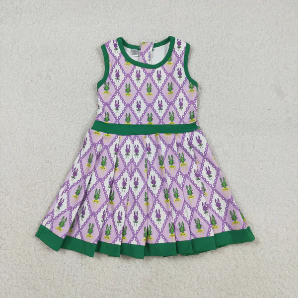 12.13 GSD2868 Baby Girls Mardigras Crayfishes Checked Back Zip Shorts Yoga Active Knee Length Dress
