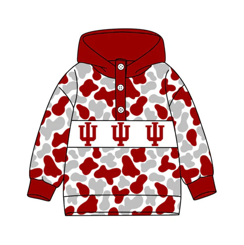 10.15  Custom Moq 8 Baby Boys Red Grey Camo Anchors Team Button Hoodies Top