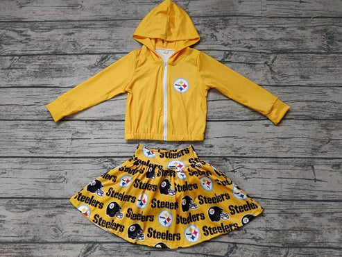 5.6 Baby Girls Steelers Team Hooded Top Skirts Clothes Sets preorder(moq 3)