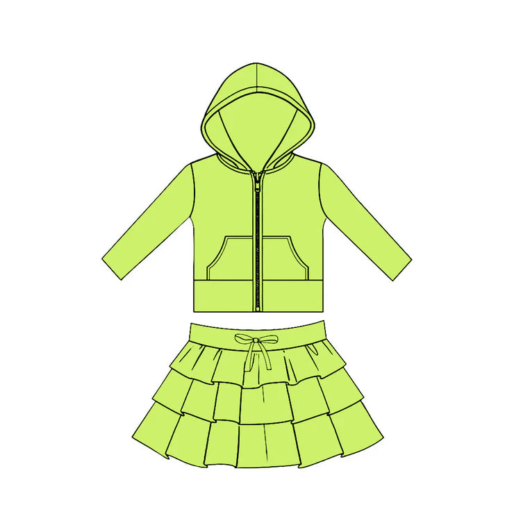 11.24 MOQ：5pcs GLD1525 pre-order baby girl clothes green toddler girl yoga skirt outfit