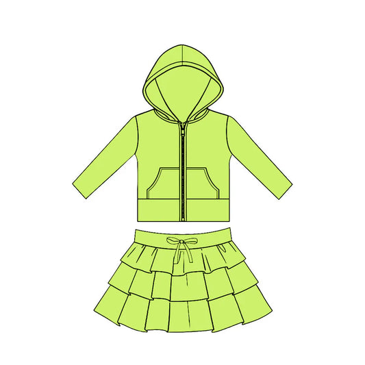 11.24 MOQ:5pcs GLD1525 pre-order baby girl clothes green toddler girl yoga skirt outfit