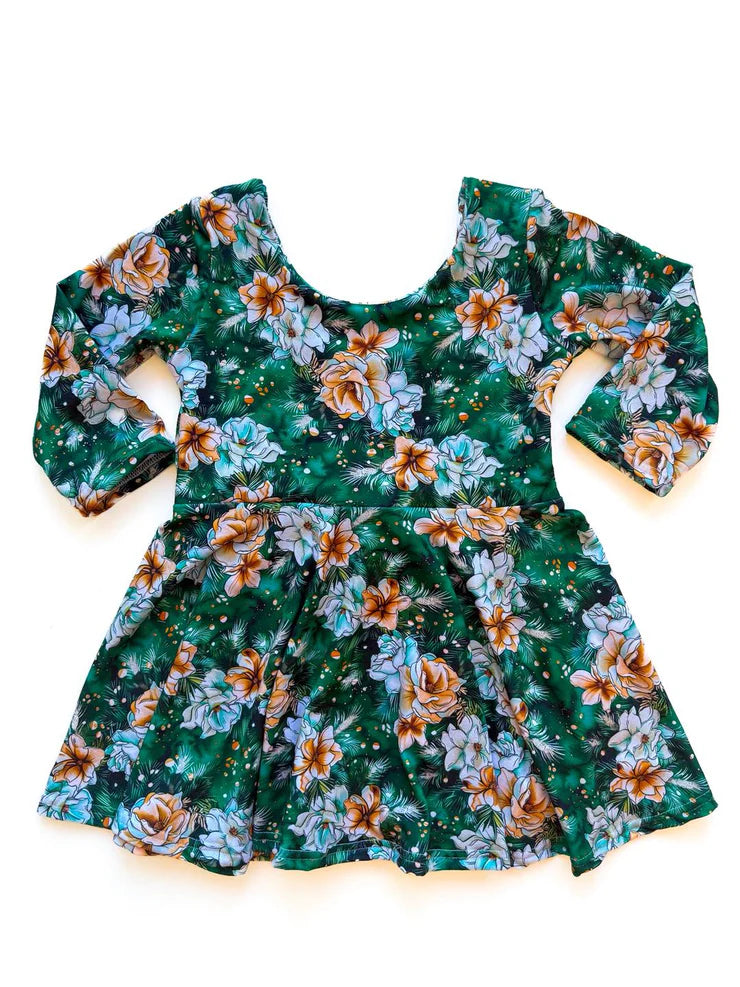 11.20 MOQ:5pcs GLD1511 pre-order toddler girl clothes floral print girl winter dress