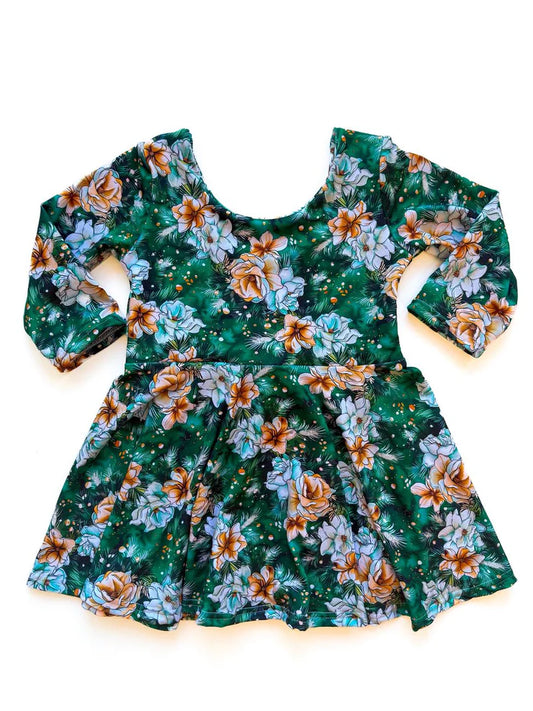 11.20 MOQ:5pcs GLD1511 pre-order toddler girl clothes floral print girl winter dress