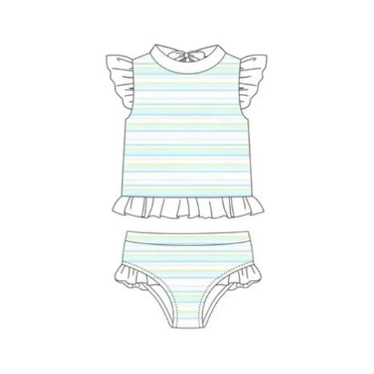 12.5 MOQ:5pcs S0652 pre-order baby girl clothes blue girl summer swimsuit beach wear