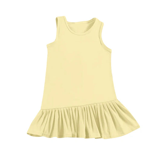 3.27 GSD2247 Baby Girls Yellow Sleeveless Yoga Ruffle Knee Length Dresses Preorder