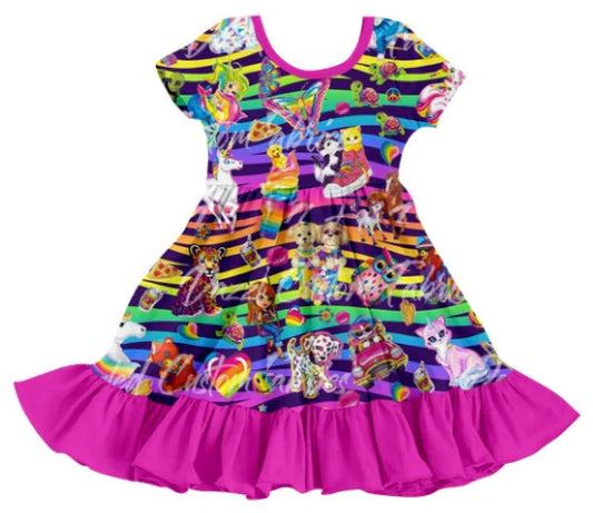 5.12 Girl cartoon colorful lace short sleeve skirt