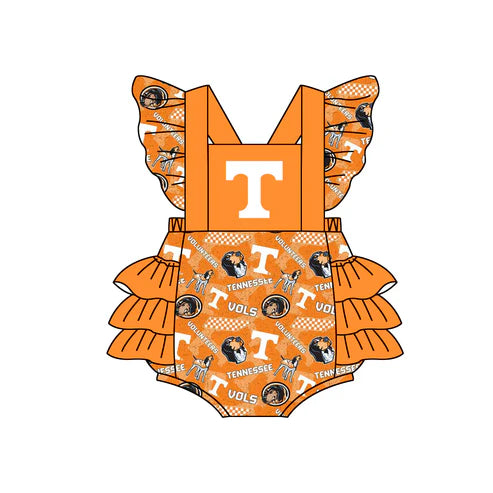 4.26 Preorder Moq 3 Baby Girls T Team Ruffle Rompers