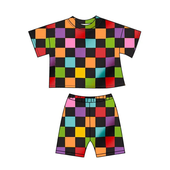 11.19 MOQ：5pcs GSSO2863 pre-order baby girl clothes gingham toddler girl summer outfit