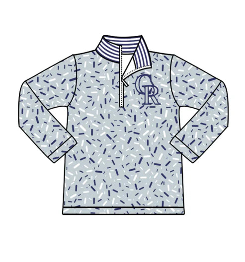 10.17 Custom Moq 8 Baby Boys Grey Sprinkles Zipper CR Team Pullovers Top