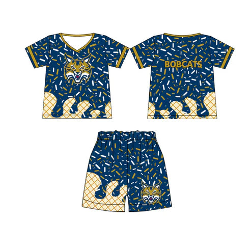 6.9  Custom Moq 3 Baby Boys Bobcats Team Short Sleeve Tee Shirt Shorts Clothes Sets