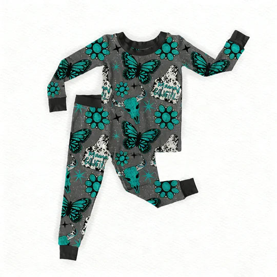 12.23 MOQ：5pcs GLP3254 pre-order toddler girl clothes butterfly print girl winter set