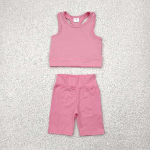 4.29 GSSO1516 Baby Girls Coral Athletic Active Wear Top Shorts Clothes Set