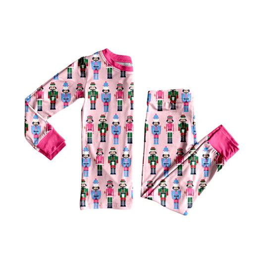 8.27  GLP2747 Baby Girls Colorful Soldiers Plaid Top Pant Pajamas Set Preorder