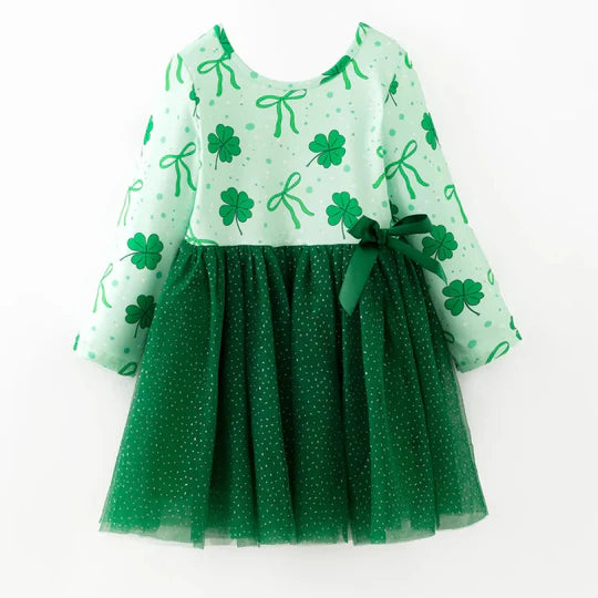 12.9 MOQ:5pcs GLD1561 pre-order toddler girl clothes lucky print girl St. Patrick dress