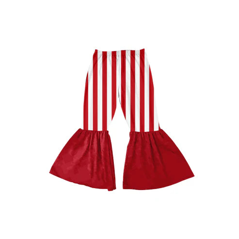 5.30 P0666 Baby Girls Christmas Red Stripes Bell Bottoms Pants Preorder