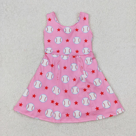3.26 GSD2135 Baby Girls Baseball Stars Yoga Active Wear Skort Knee Length Dress