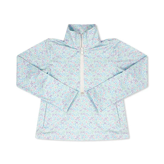 8.28 GT1182 Baby Girls Light Blue Floral Zipper Pockets Yoga Pullovers Top Preorder