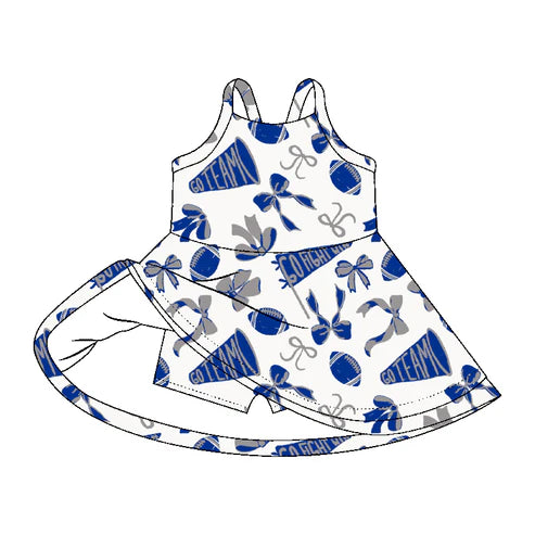 7.28 GSD2778 Baby Girls Strap Go Team Bows Plaid Shorts Team Yoga Active Knee Length Dresses Preorder