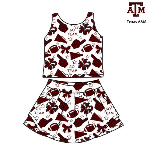 6.26  Custom Moq 3 Baby Girls ATM Team Sleeveless Top Skorts Sets