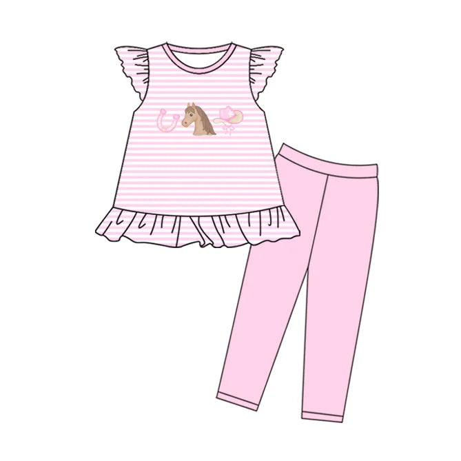 11.22 MOQ：5pcs GSPO2209 pre-order toddler girl clothes cowgirl spring set