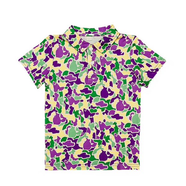 8.28  BT1345 Baby Boys Purple Green Yellow Camo Button Western Polo Shirts Top Preorder
