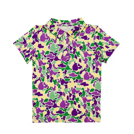 8.28 BT1345 Baby Boys Purple Green Yellow Camo Button Western Polo Shirts Top Preorder