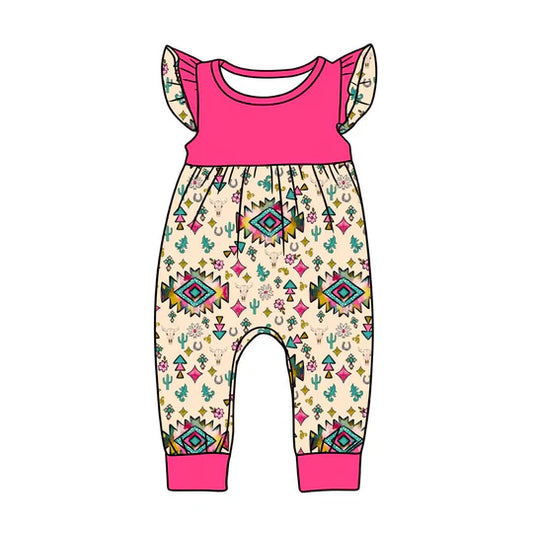 12.11 MOQ:5pcs SR3782 pre-order baby girl clothes aztec print toddler girl summer romper