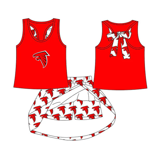 7.7 Custom Moq 3 Baby Girls Black Loving Falcons team Top Skirt Skort Sets
