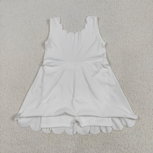 5.21 GSD2370 Baby Girls White Sleeveless Yoga Active Knee Length Dress