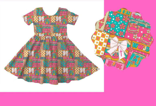 11.12 MOQ:5pcs GSD3070 pre-order toddler clothes cross girl easter summer dress