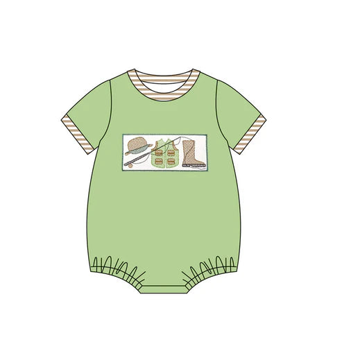 SR2360 Baby Infant Boys Duck Fishing Short Sleeve Rompers preorder