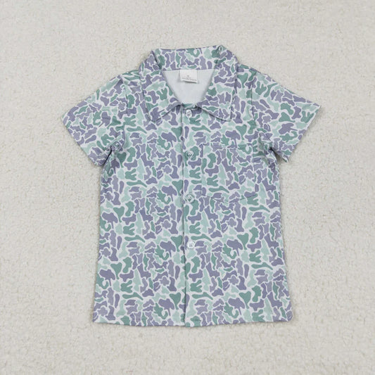 9.3 BT1295 Baby Boys Short Sleeves Light Green Camo Button Shirts Top