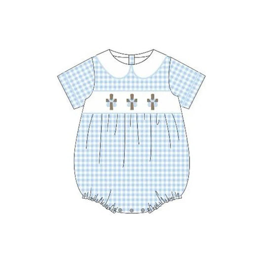 12.15 MOQ:5pcs SR3757 pre-order baby boy clothes cross print toddler boy easter summer bubble